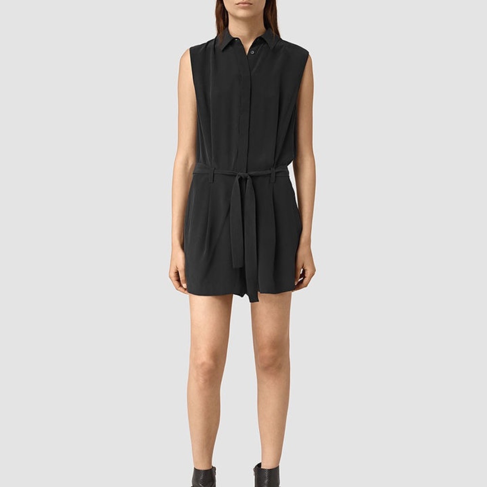 All Saints Nila Silk Playsuit, Romper